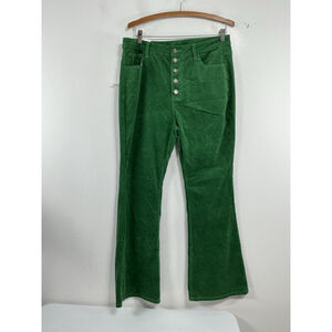 Womans NWT Potili Green Cordoury Flared Pants 16 Button Fly